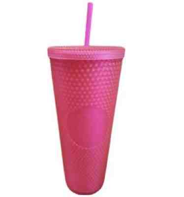 New Starbucks Neon Hot Pink Studded Tumbler Fall 2021 24oz Cold Cup - Sold on eBay Nov 17, 2021 for $45.00