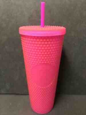 NEW Starbucks Studded Neon Hot Pink Tumbler Cup Straw Lid 24 oz. ~ Free Ship! - Sold on eBay Oct 25, 2021 for $43.89