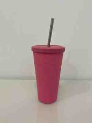 Starbucks 2014 Stainless Steel 16oz Cold Cup Hot Barbie Pink Matte RARE Straw - Sold on eBay Oct 17, 2021 for $43.67
