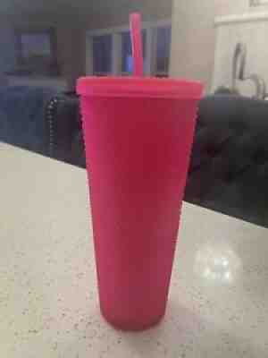 New Starbucks Neon Hot Pink Studded Tumbler Fall 2021 24oz Cold Cup - Sold on eBay Oct 06, 2021 for $42.00