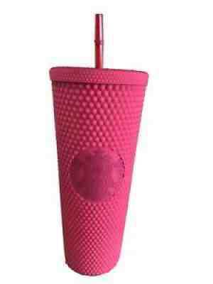 New Starbucks Diamond Matte Hot Pink Studded Tumbler Straw Coffee Cup. 24oz - Sold on eBay Aug 25, 2021 for $39.99