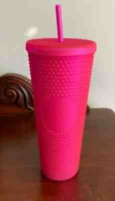 New Starbucks Neon Hot Pink Studded Tumbler Fall 2021 24oz Cold Cup - Sold on eBay Sep 29, 2021 for $39.00