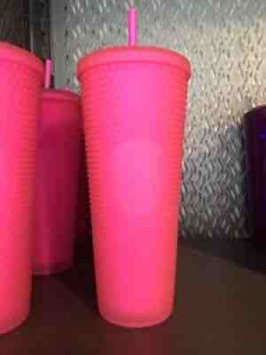 NEW! Starbucks Neon Hot Pink Studded Tumbler Fall 2021 24oz Cold Cup FAST SHIP! - Sold on eBay Nov 05, 2021 for $38.99
