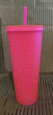 New Starbucks Neon Hot Pink Studded Tumbler Fall 2021 24oz Cold Cup - Sold on eBay Oct 25, 2021 for $37.00