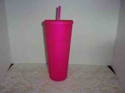 New Starbucks Neon Hot Pink Studded Tumbler Fall 2021 24oz Cold Cup - Sold on eBay Nov 03, 2021 for $37.00
