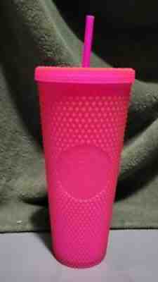 Starbucks Hot Pink Studded Soft Touch Tumbler Cold Cup 24 Oz Fall 2021 - Sold on eBay Oct 25, 2021 for $36.00