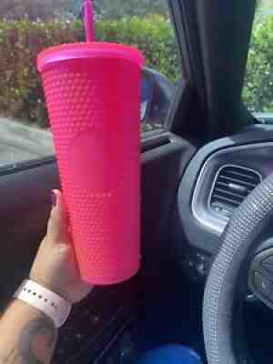 Starbucks Hot Pink Studded Soft Touch Tumbler Cold Cup 24 Oz Fall 2021 - Sold on eBay Nov 07, 2021 for $35.00