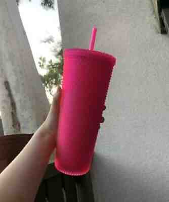 Starbucks Hot Pink 24oz Studded Cup Matte Tumbler Fall 2021 - Sold on eBay Nov 13, 2021 for $26.00