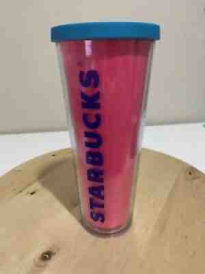 2014 Starbucks Hot Pink Venti Tumbler Blue Lid 24oz Double Wall Cold Cup NOSTRAW - Sold on eBay Aug 30, 2021 for $20.00