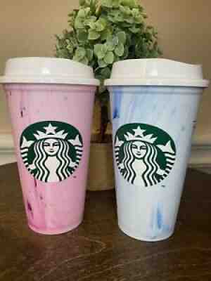 Starbucks Mexico Reusable Hot Cups 2021 - Blue and Pink - Sold on eBay Oct 12, 2021 for $20.00