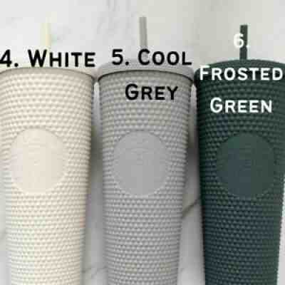[STARBUCKS TUMBLER] STUDDED White / Grey / Green MATTE 24 Oz 2021 - Sold on eBay Oct 26, 2021 for $108.00