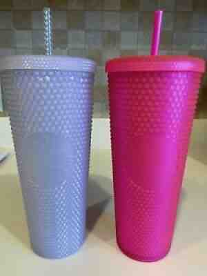 Starbucks 2021 Winter Holiday Ice Bling Studded Tumbler 24oz Pink Opal Lilac Set - Sold on eBay Nov 09, 2021 for $85.00