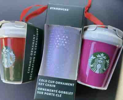 STARBUCKS 2021 studded icy white pink red green ombre holiday keychain ornament - Sold on eBay Nov 17, 2021 for $64.99