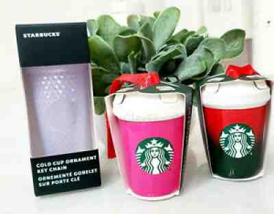 STARBUCKS 2021 studded icy white pink red green ombre holiday keychain ornament - Sold on eBay Nov 09, 2021 for $27.00