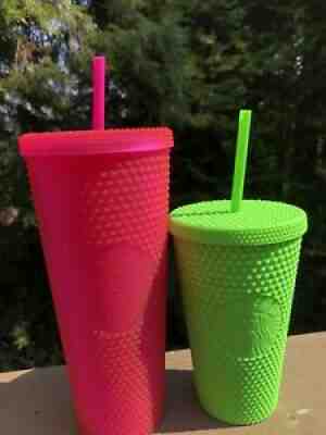ð??¥NEW STARBUCKS Studded - 24oz Neon Pink + 16oz Neon Green Tumbler BUNDLE - Sold on eBay Aug 30, 2021 for $85.00