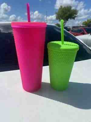 ð??¥NEW STARBUCKS Studded - 24oz Neon Pink + 16oz Neon Green Tumbler Bundle - Sold on eBay Aug 30, 2021 for $79.99