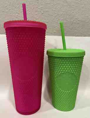 NEW STARBUCKS Studded - 24oz Neon Pink + 16oz Neon Green Tumbler Fall 2021 Set - Sold on eBay Sep 04, 2021 for $79.99