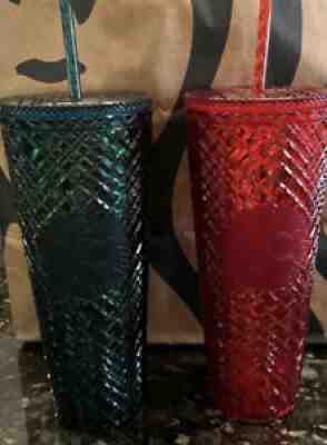 Lot of 2 Starbucks Holiday 2021 Tumblers Green Red Studded BRAND NEW - Sold on eBay Nov 10, 2021 for $79.99