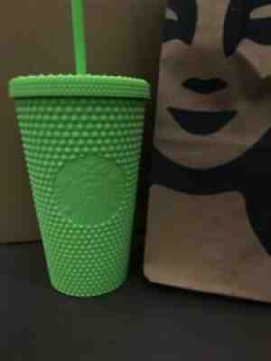 Starbucks Fall 2021 Neon Green 16oz Studded Cold Cup - Sold on eBay Aug 25, 2021 for $45.00