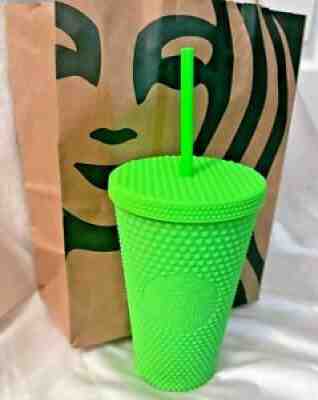 NEW Starbucks Neon Green Tumbler Fall 2021 Grande Studded Cold Cup NEW 16 oz - Sold on eBay Oct 06, 2021 for $43.00
