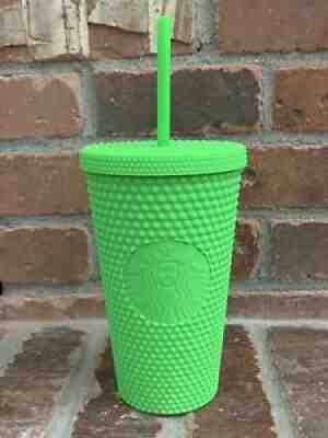 Fall 2021 Grande Starbucks Neon Green Studded 16 Oz Grande Cold Cup Tumbler NWT