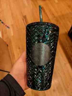 2021 Starbucks Dark Green/Blue Studded Bling 16oz Tumbler winter - Sold on eBay Nov 07, 2021 for $38.99