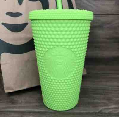 Starbucks Neon Green Fall 2021 Tumbler Grande 16 oz. Studded Cold Cup - Sold on eBay Aug 28, 2021 for $35.00