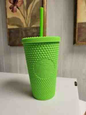 Starbucks Fall Halloween 2021 Neon Green GRANDE Soft Touch Studded Tumbler 16oz - Sold on eBay Oct 09, 2021 for $35.00