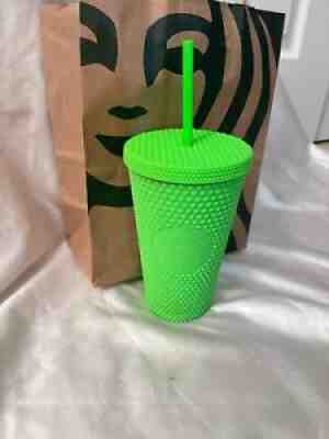 NEW Starbucks Neon Green Tumbler Fall 2021 Grande Studded Cold Cup NEW 16 oz - Sold on eBay Nov 03, 2021 for $35.00