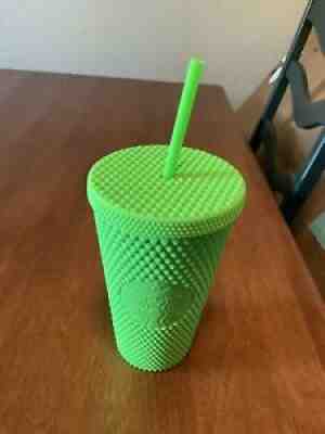 Starbucks Fall 2021 Neon Green 16oz Studded Bling Soft Touch Cold Cup Grande - Sold on eBay Aug 24, 2021 for $33.99