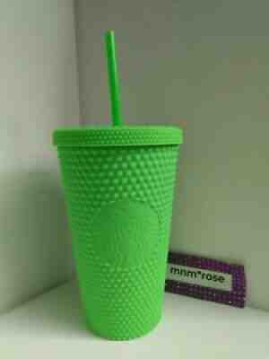 Starbucks Fall Halloween 2021 Neon Green GRANDE Soft Touch Studded Tumbler 16oz - Sold on eBay Oct 01, 2021 for $30.00