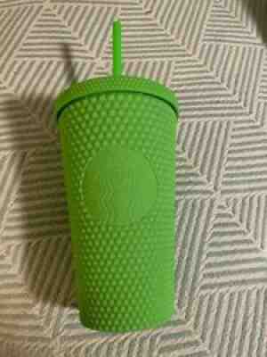 Starbucks Fall 2021 Neon Green 16oz Studded Bling Soft Touch Cold Cup Grande - Sold on eBay Oct 28, 2021 for $29.00