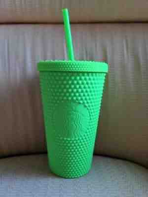 NEW Starbucks Neon Green 2021 Fall Grande Studded Cold Cup Tumbler - Sold on eBay Sep 03, 2021 for $28.00