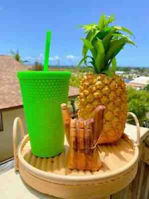 Fall 2021 Grande Starbucks Neon Green Studded Bling 16oz Grande Cold Cup Tumbler - Sold on eBay Sep 10, 2021 for $28.00