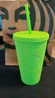 Starbucks Neon Green Tumbler Fall 2021 Grande Studded Cold Cup - Sold on eBay Sep 01, 2021 for $27.60