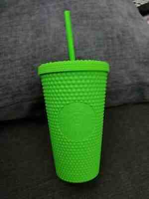 Starbucks Neon Green Fall 2021 Tumbler Grande 16 oz. Studded Cold Cup - Sold on eBay Aug 31, 2021 for $27.00