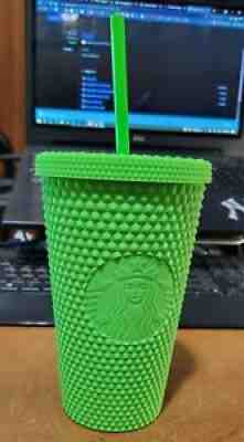 Starbucks 2021 Fall NEON GREEN STUDDED 16oz Cold Cup Tumbler - Sold on eBay Oct 03, 2021 for $27.00