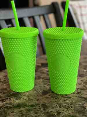 Starbucks Neon Green Diamond Tumbler 2021 Grande 16 Oz Studded Cold Cup Fall - Sold on eBay Oct 10, 2021 for $27.00