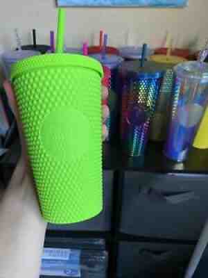 Starbucks Neon Green Tumbler Fall 2021 Grande Studded Cold Cup - Sold on eBay Aug 31, 2021 for $26.00