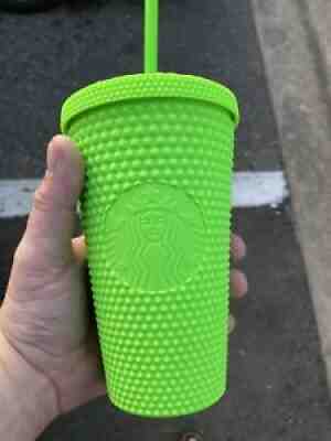 Fall 2021 Starbucks Neon Green Studded 16 Oz Grande Cold Cup Tumbler - Sold on eBay Sep 30, 2021 for $25.00