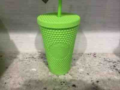 NEW Starbucks ~ Neon Lime Green Matte Studded Tumbler ~ Grande ~ Cold Cup ~ 2021 - Sold on eBay Sep 29, 2021 for $23.50