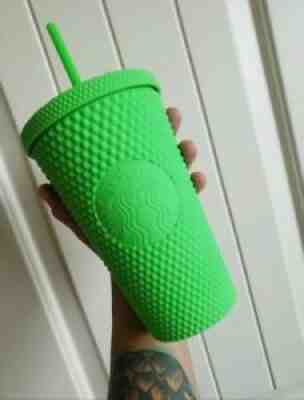 NWT Starbucks Neon Green Tumbler Fall 2021 Grande Studded Cold Cup - Sold on eBay Nov 04, 2021 for $23.00