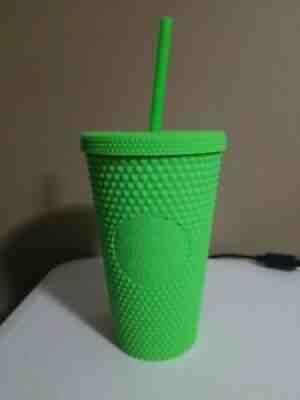 NEW Starbucks Neon Lime Green Matte Studded Tumbler Grande Cold Cup Hallowen2021 - Sold on eBay Oct 23, 2021 for $22.00