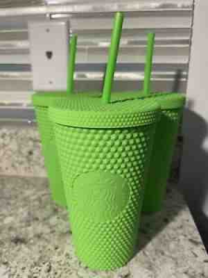 Starbucks Fall Halloween 2021 Neon Green GRANDE Soft Touch Studded Tumbler 16oz - Sold on eBay Oct 10, 2021 for $19.99