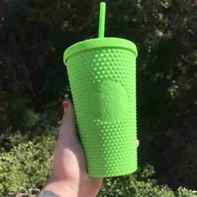 ð??º Starbucks Neon Green Tumbler Fall 2021 Grande Studded Cold Cup NEW - Sold on eBay Oct 25, 2021 for $19.00