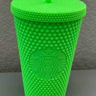  Starbucks 2021 Neon Green Grande Studded 16 Oz Grande Cold Cup Tumbler - Sold on eBay Nov 13, 2021 for $18.00