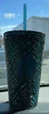 2021 Starbucks Dark Green/Blue Studded Bling 16oz Tumbler Christmas Grande - Sold on eBay Nov 05, 2021 for $16.00