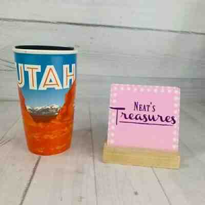 Starbucks UTAH Orange Mountains Ceramic Tumbler W Lid Limited Edition 12 Oz Cup