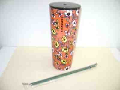 2018 Starbucks Stainless Steel Red Yellow Floral Poppy 24 oz. Venti Tumbler - Sold on eBay Sep 23, 2021 for $115.00