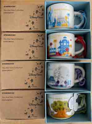 NEW SET OF 4 Retired Disney World Parks YOU ARE HERE Starbucks 2oz Mug Ornaments - Sold on eBay Nov 10, 2021 for $115.00